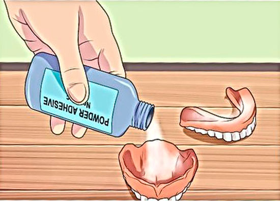 como pegar una prótesis dental con polvo adhesivo